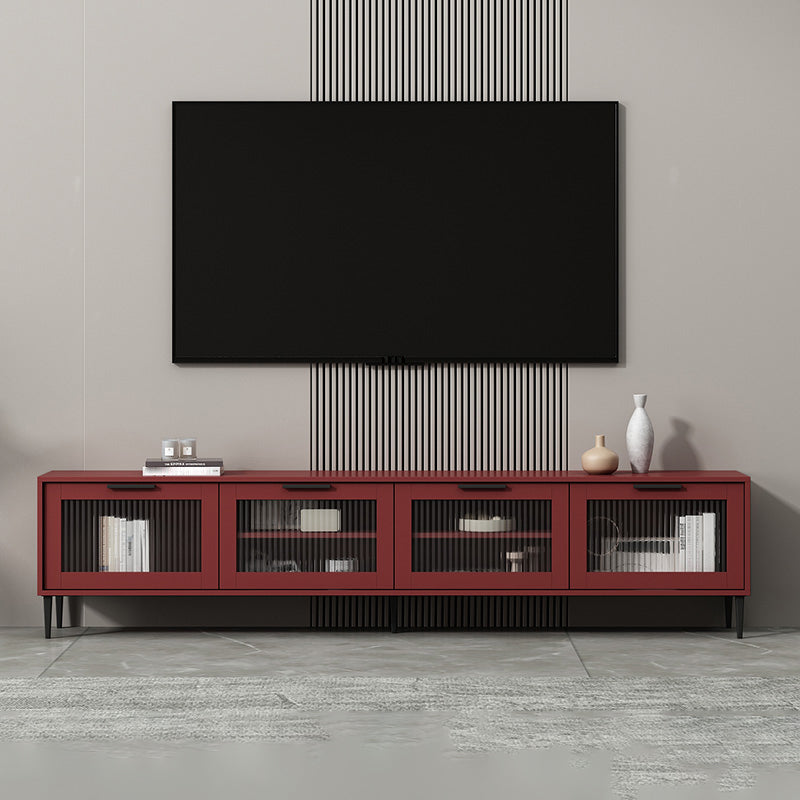 Scandinavian Enclosed Storage TV Stand Faux Wood TV Cabinet with 4 Doors