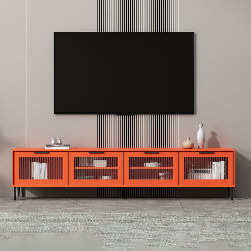 Scandinavian Enclosed Storage TV Stand Faux Wood TV Cabinet with 4 Doors