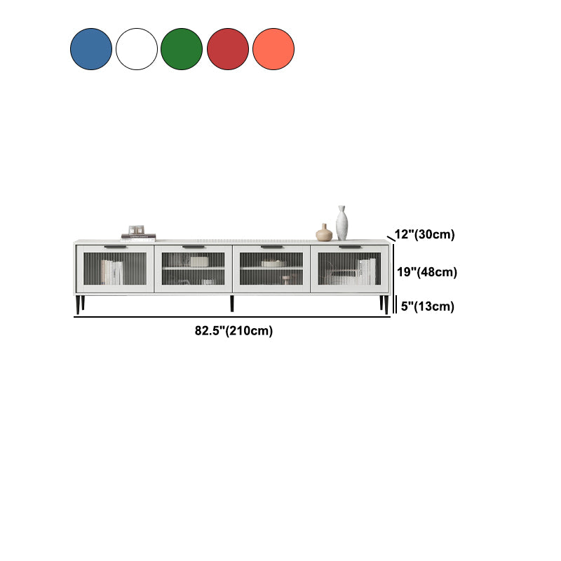 Scandinavian Enclosed Storage TV Stand Faux Wood TV Cabinet with 4 Doors