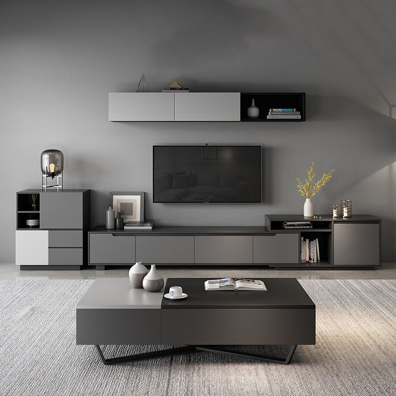 Modern TV Stand With Glide Drawer , Grey , TV Cabinet with Storage