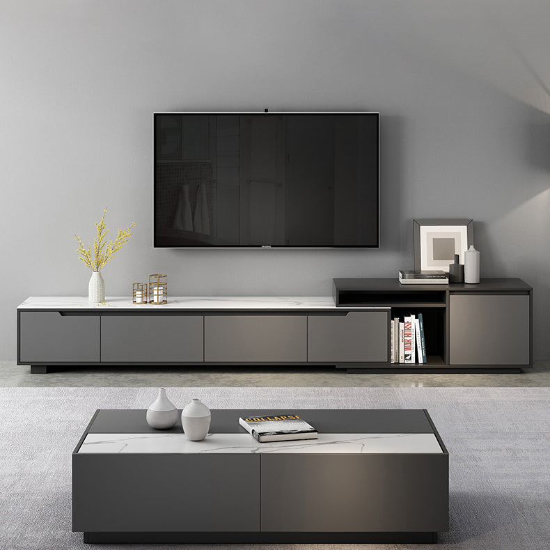 Modern TV Stand With Glide Drawer , Grey , TV Cabinet with Storage