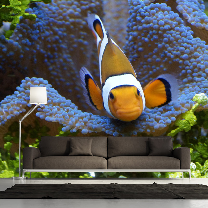 Lifelike Wall Mural Clown Fish Printed Sitting Room Wall Mural