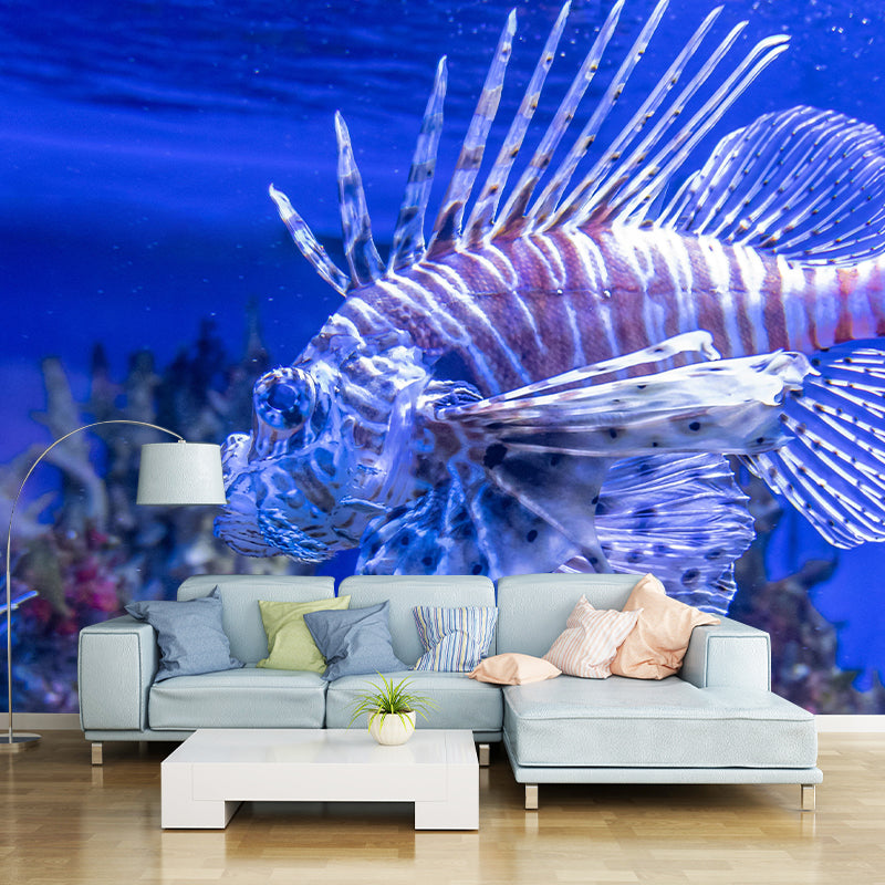 Pleasing Wall Mural Lionfish Patterned Drawing Room Wall Mural