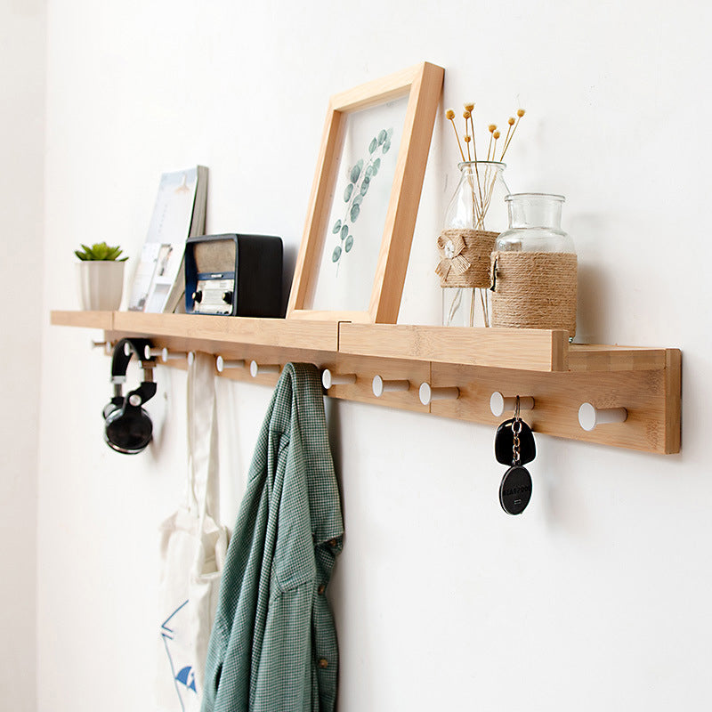 Wood Entryway Kit Hooks and Shelf Modern Wall-Mounted Hall Stand