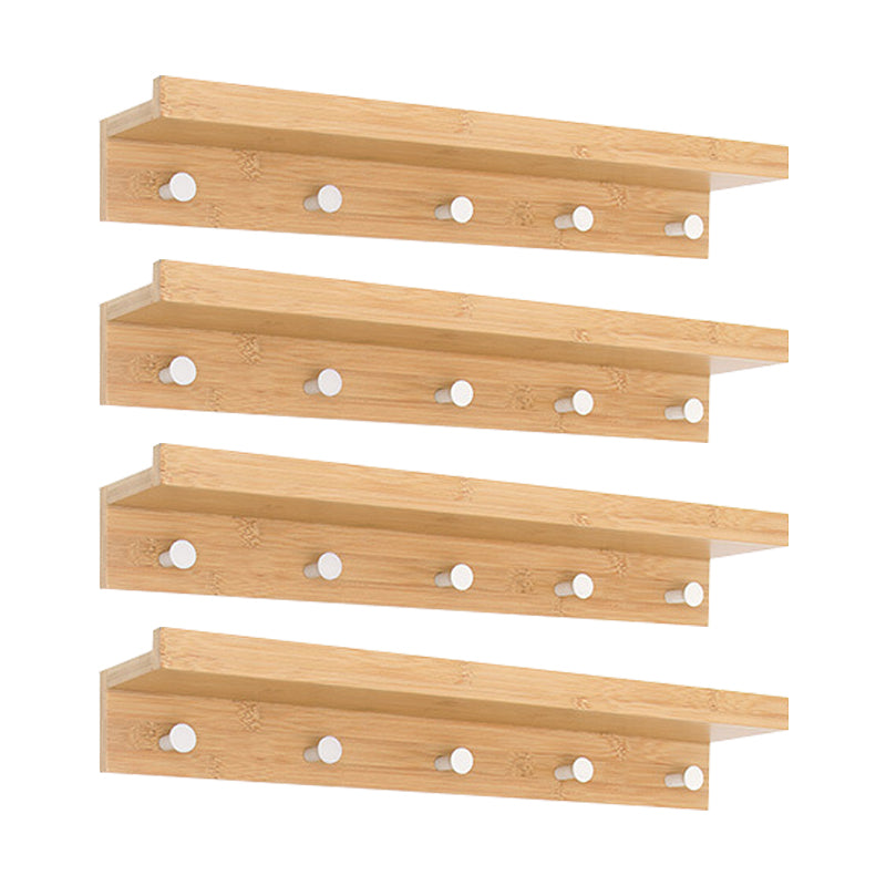 Wood Entryway Kit Hooks and Shelf Modern Wall-Mounted Hall Stand