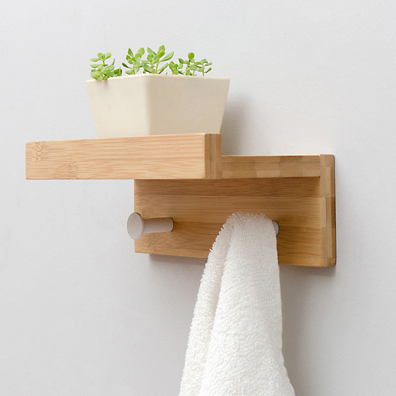 Wood Entryway Kit Hooks and Shelf Modern Wall-Mounted Hall Stand