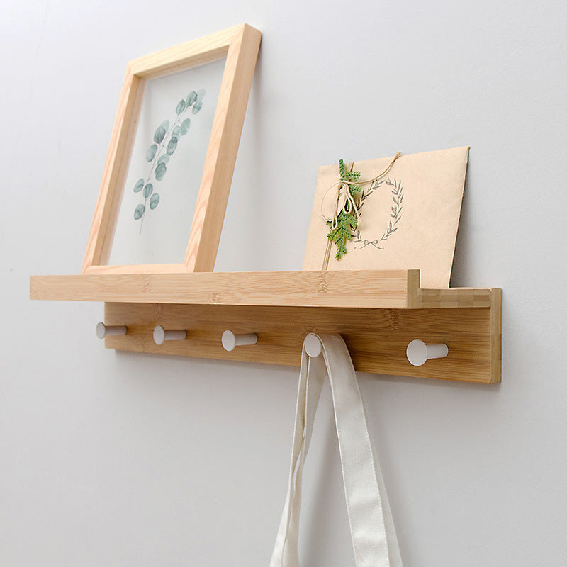 Wood Entryway Kit Hooks and Shelf Modern Wall-Mounted Hall Stand