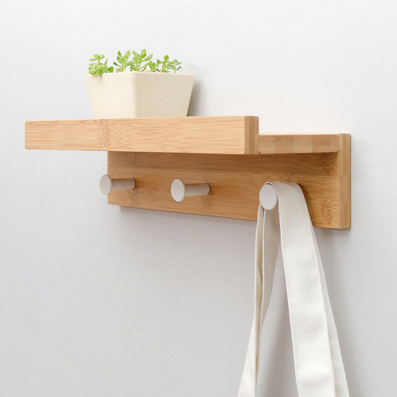 Wood Entryway Kit Hooks and Shelf Modern Wall-Mounted Hall Stand