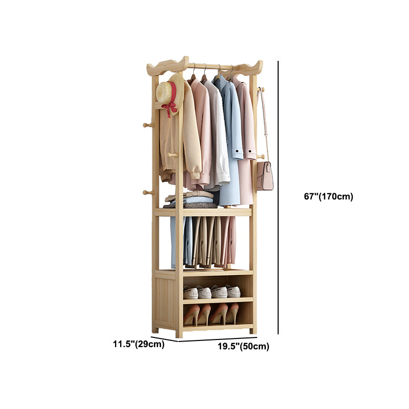 Entryway Kit Hall Tree Drawer Hooks in Burlywood Engineered Wood Coat Hanger