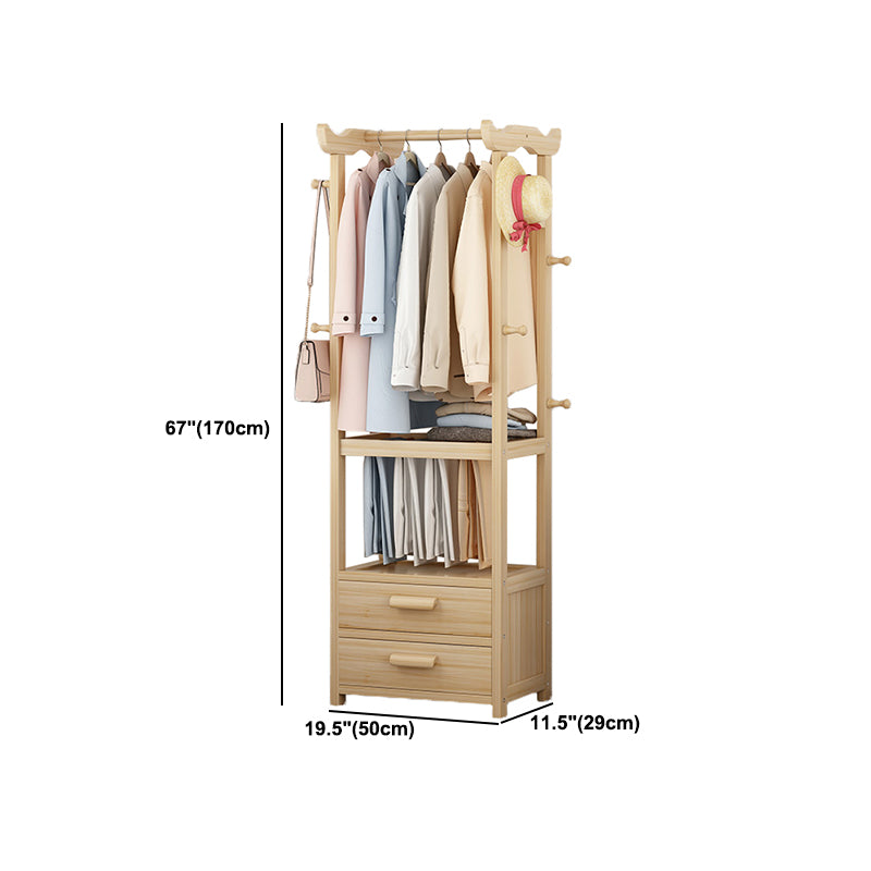 Entryway Kit Hall Tree Drawer Hooks in Burlywood Engineered Wood Coat Hanger