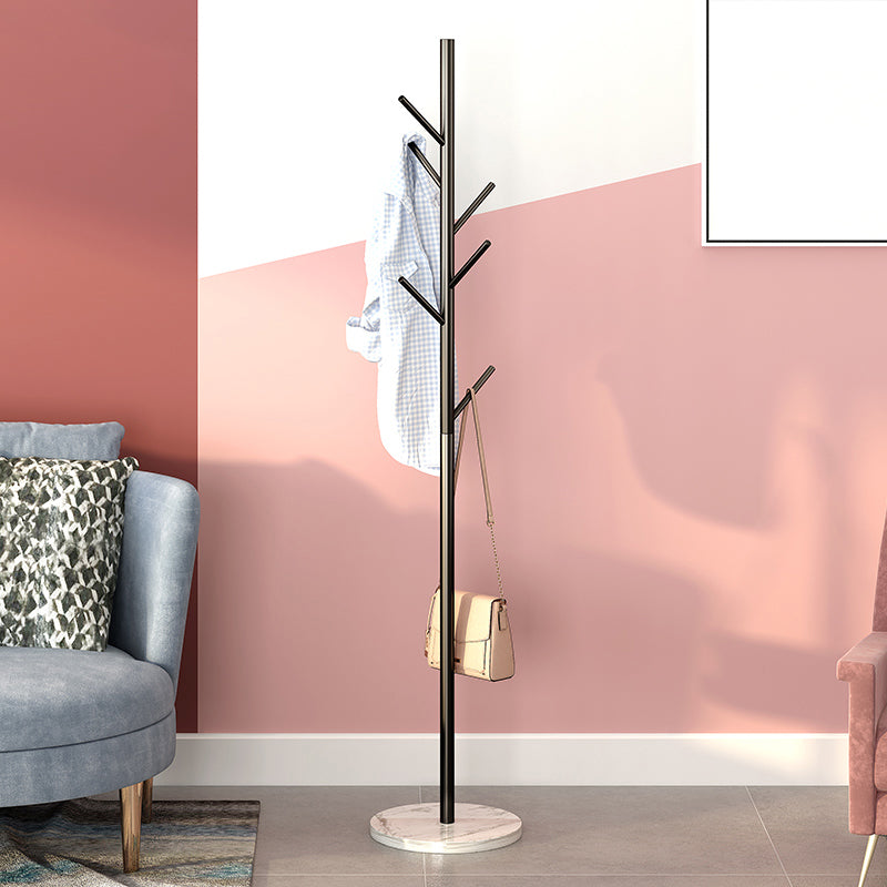 Contemporary Coat Hanger Metal Marble Detached Floor Coat Rack Living Room