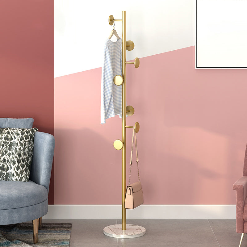 Contemporary Coat Hanger Metal Marble Detached Floor Coat Rack Living Room