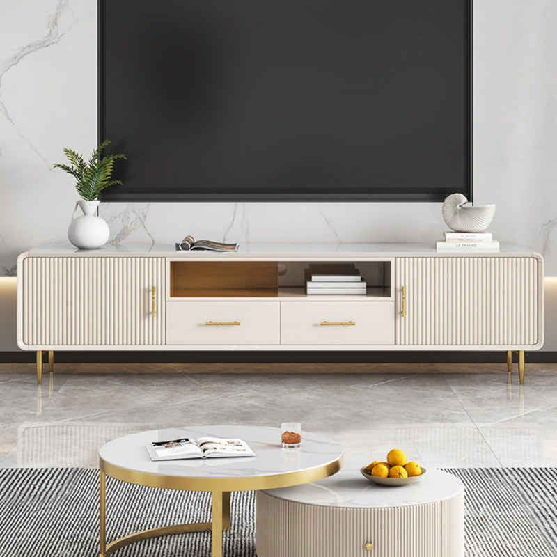 Sintered Stone TV Stand Luxury Home TV Cabinet with Splayed Metal Legs