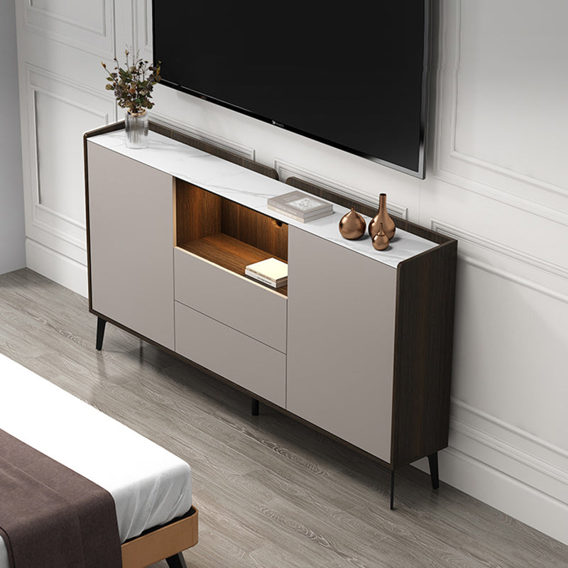 Contemporary Style Stone TV Stand 2 Doors and 2 Drawers TV Cabinet