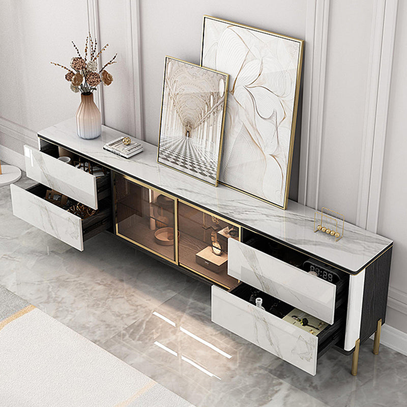 Home Enclosed Cabinet TV Stand Scandinavian TV Cabinet with Glass Door