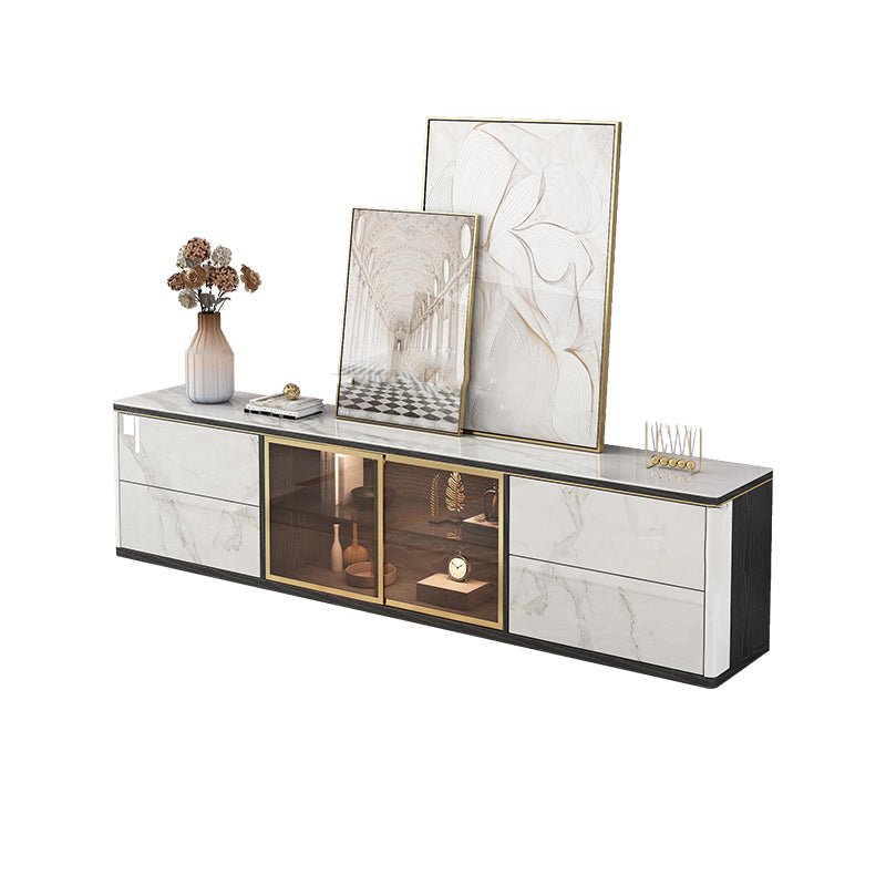 Home Enclosed Cabinet TV Stand Scandinavian TV Cabinet with Glass Door