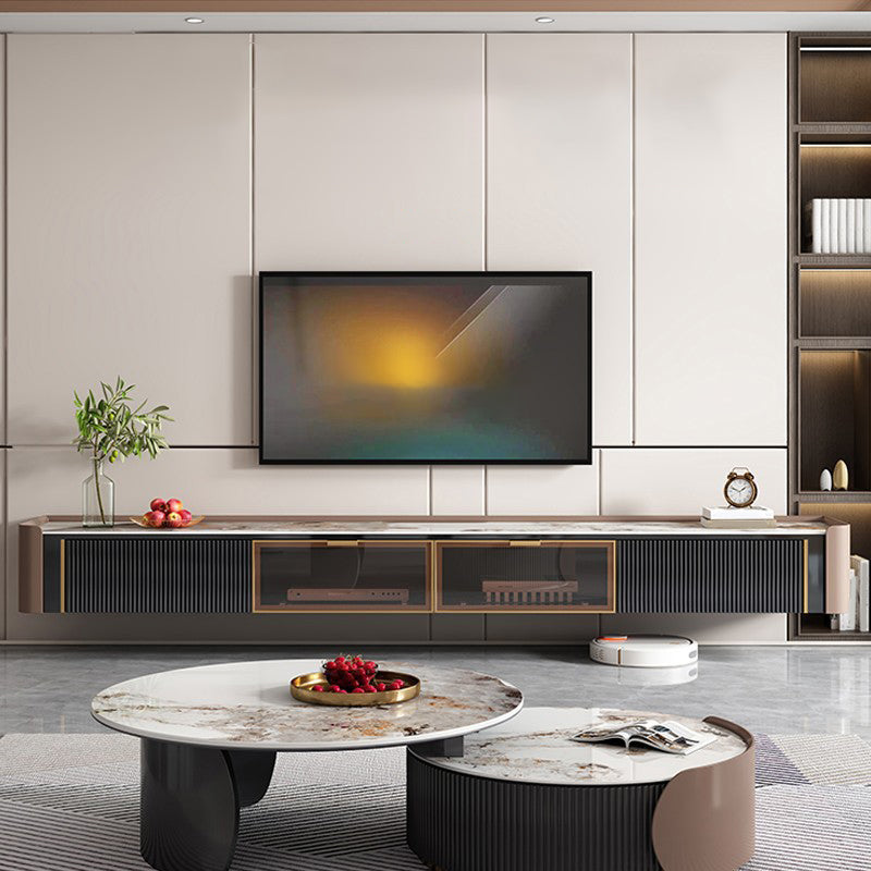 Glam Style Stone TV Stand Wall-mounted TV Cabinet with Doors and Drawers