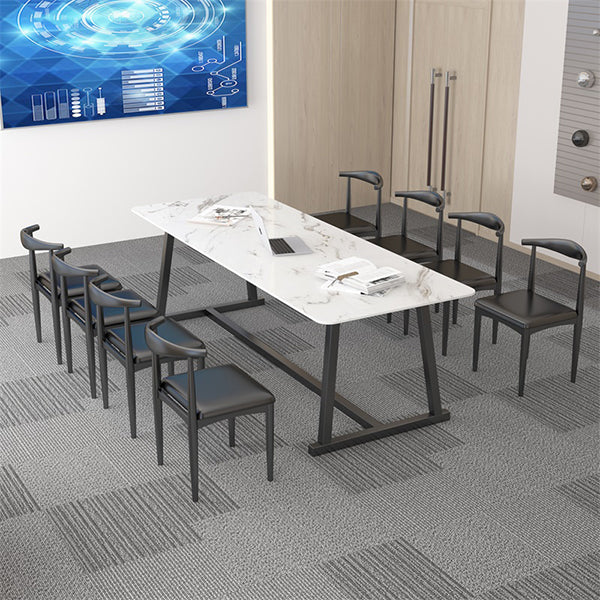 Rectangle Office Table Industrial Meeting Desk with Trestle Base