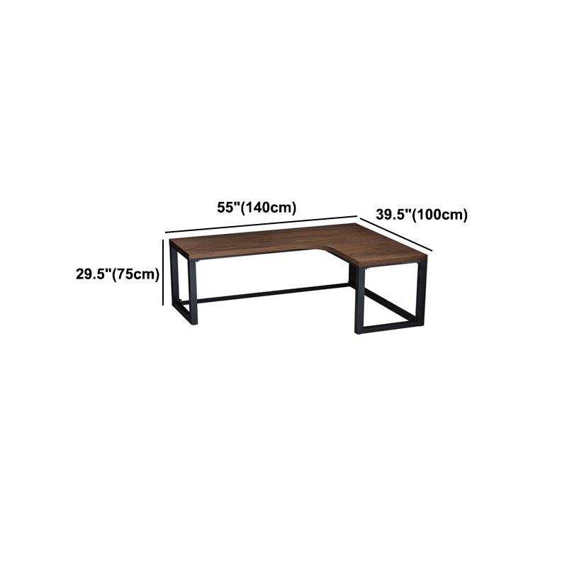 L-Shape Writing Table Industrial Style Solid Wood Working Table