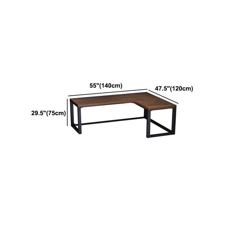 L-Shape Writing Table Industrial Style Solid Wood Working Table