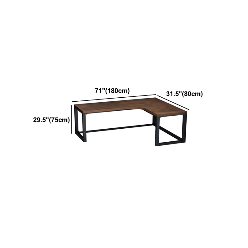 L-Shape Writing Table Industrial Style Solid Wood Working Table