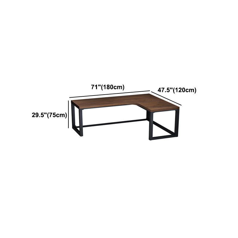 L-Shape Writing Table Industrial Style Solid Wood Working Table