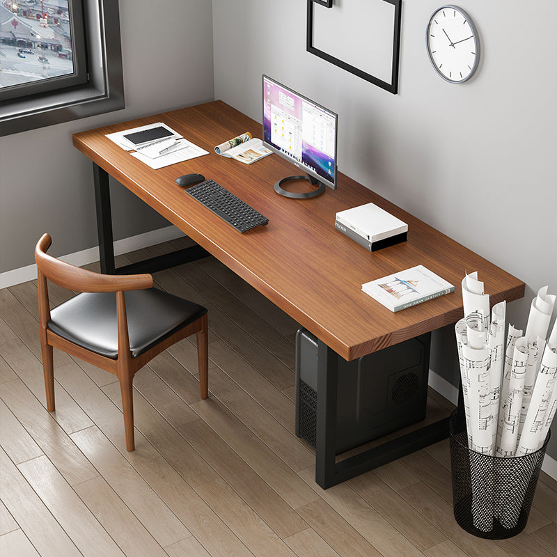 Modern Style Writing Desk Solid Wood Office Desk with Metal Base