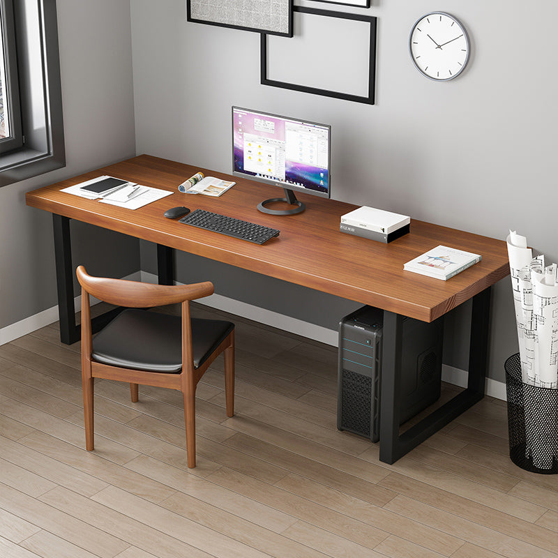 Modern Style Writing Desk Solid Wood Office Desk with Metal Base