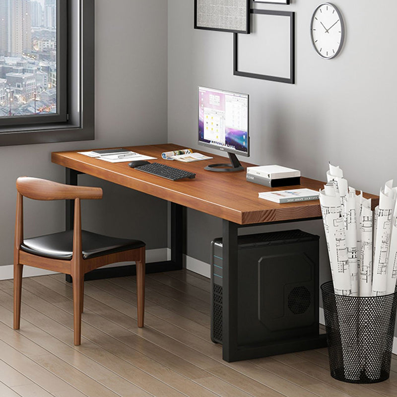 Modern Style Writing Desk Solid Wood Office Desk with Metal Base