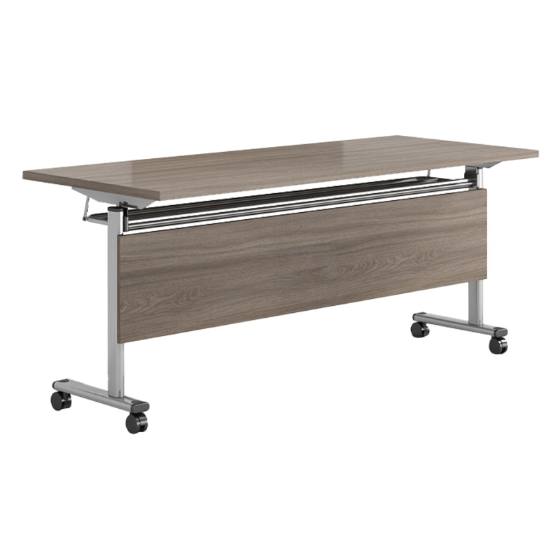 Industrial Manufactured Wood Office Desk Brown Rectangular Desk with Wheels