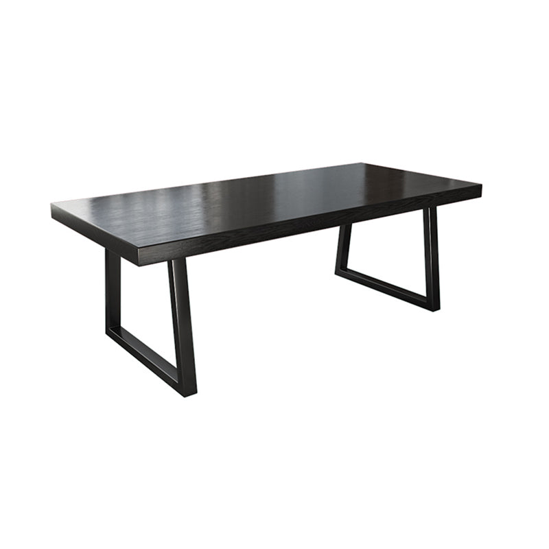 Industrial Rectangular Writing Desk Black Top Solid Wood Office Desk