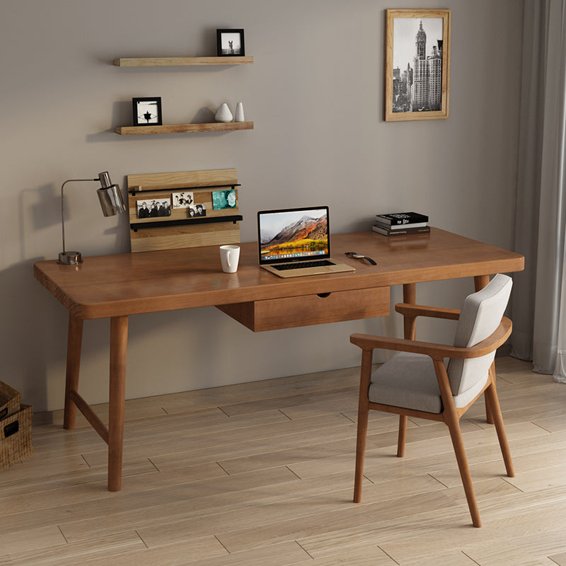 Modern Rectangular Writing Desk Solid Wood H-Shape Office Desk for Home