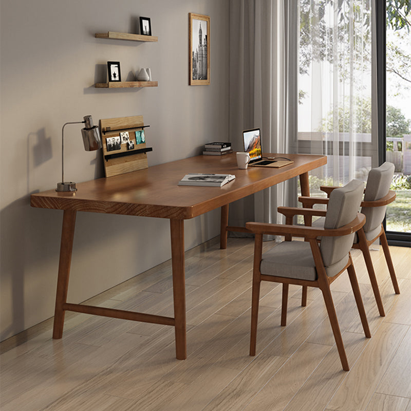 Modern Rectangular Writing Desk Solid Wood H-Shape Office Desk for Home