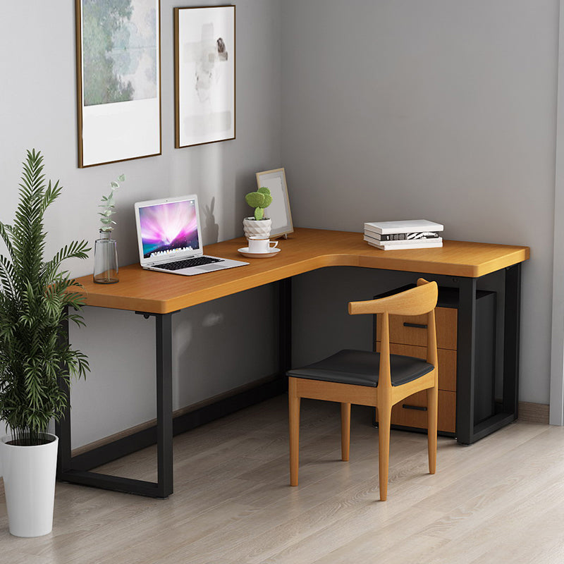 Solid Wood Writing Desk Industrial Style L-Shape Writing Desk for Home Office