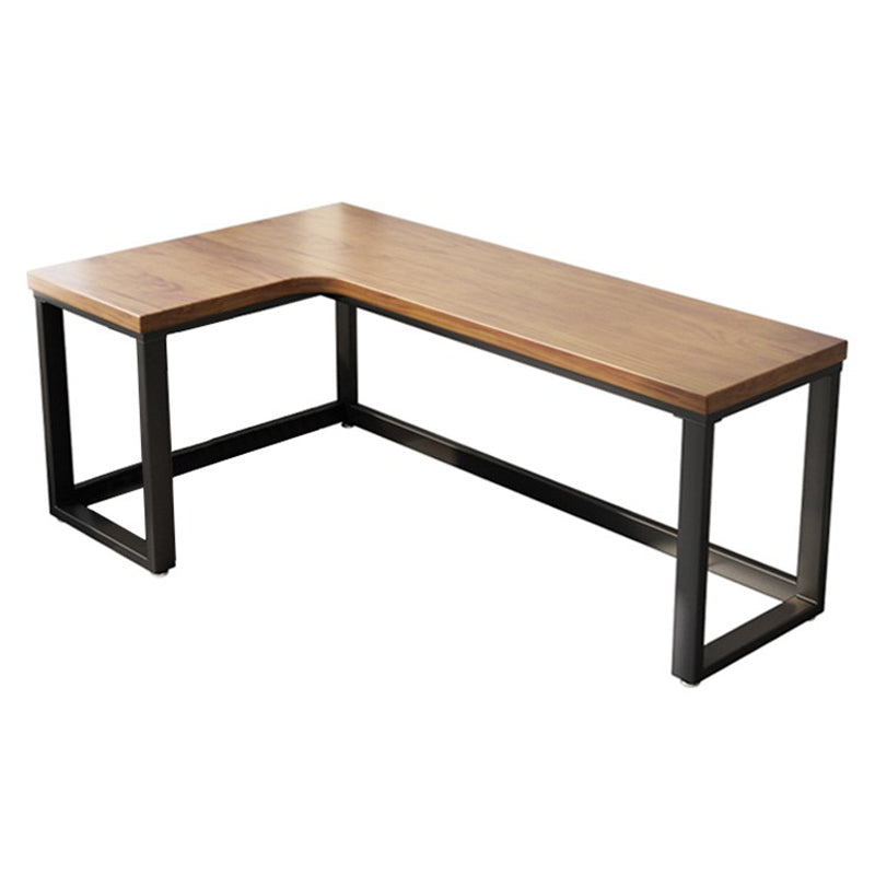 Industrial Office Desk L-Shape Solid Wood Writing Table for Home