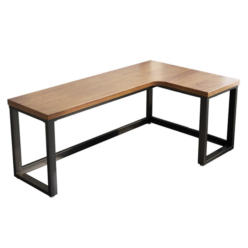 Industrial Office Desk L-Shape Solid Wood Writing Table for Home