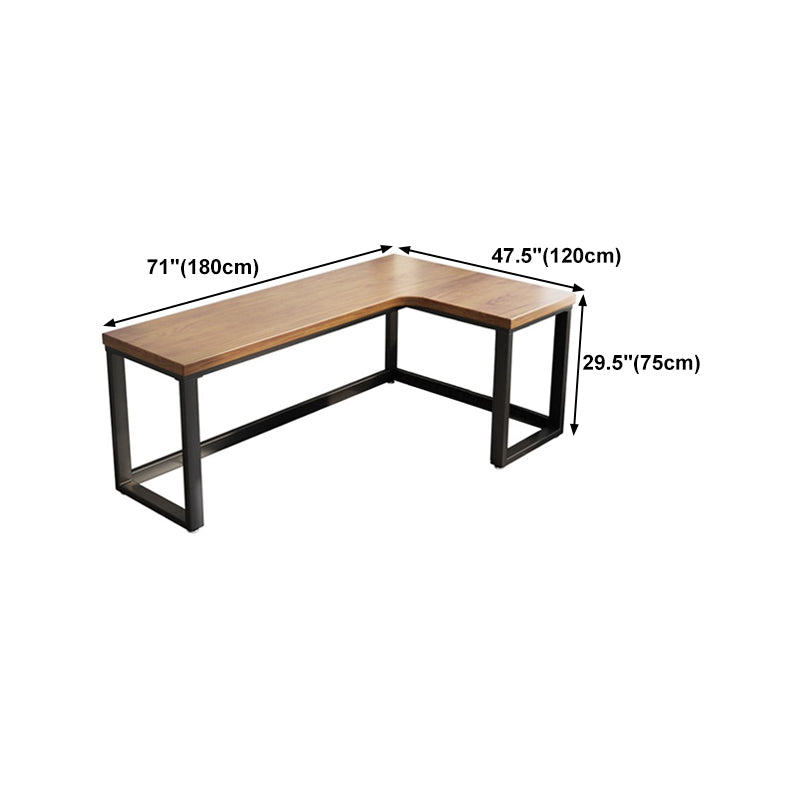 Industrial Office Desk L-Shape Solid Wood Writing Table for Home