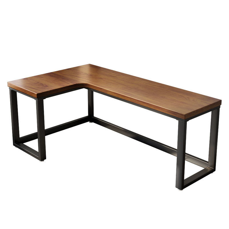 L-Shape Writing Table Industrial Solid Wood Fixed Home Working Table