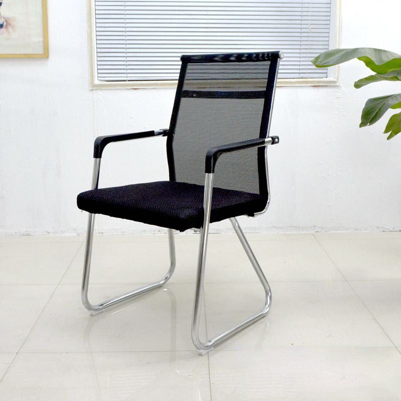 Medium/High Back Office Chair Fabric Sponge Seat Stainless Steel Legs Desk Chair