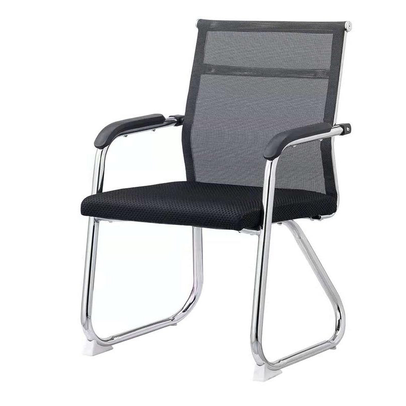 Medium/High Back Office Chair Fabric Sponge Seat Stainless Steel Legs Desk Chair