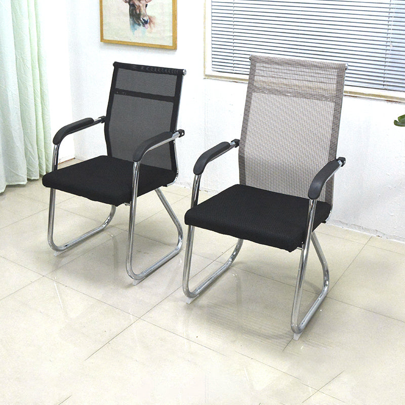 Medium/High Back Office Chair Fabric Sponge Seat Stainless Steel Legs Desk Chair