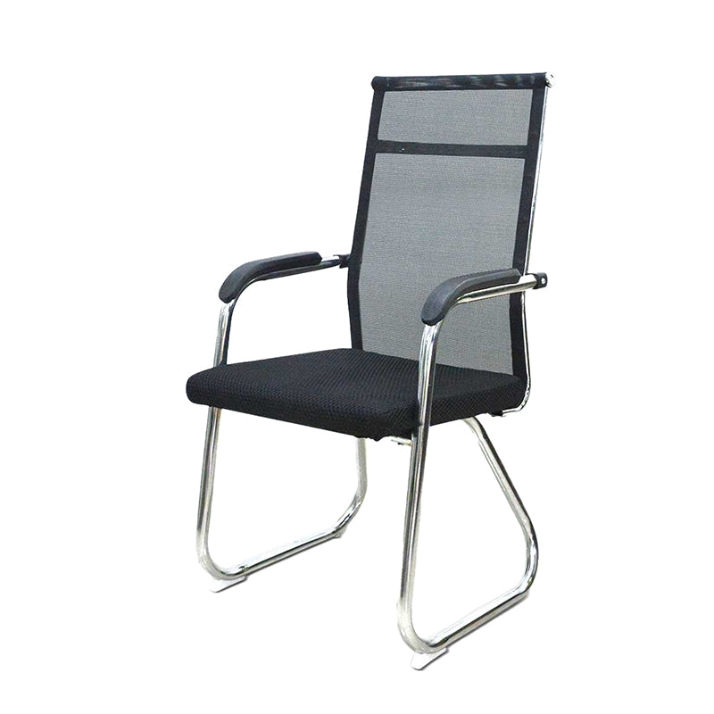 Medium/High Back Office Chair Fabric Sponge Seat Stainless Steel Legs Desk Chair