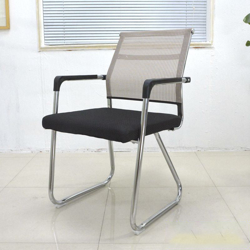 Medium/High Back Office Chair Fabric Sponge Seat Stainless Steel Legs Desk Chair