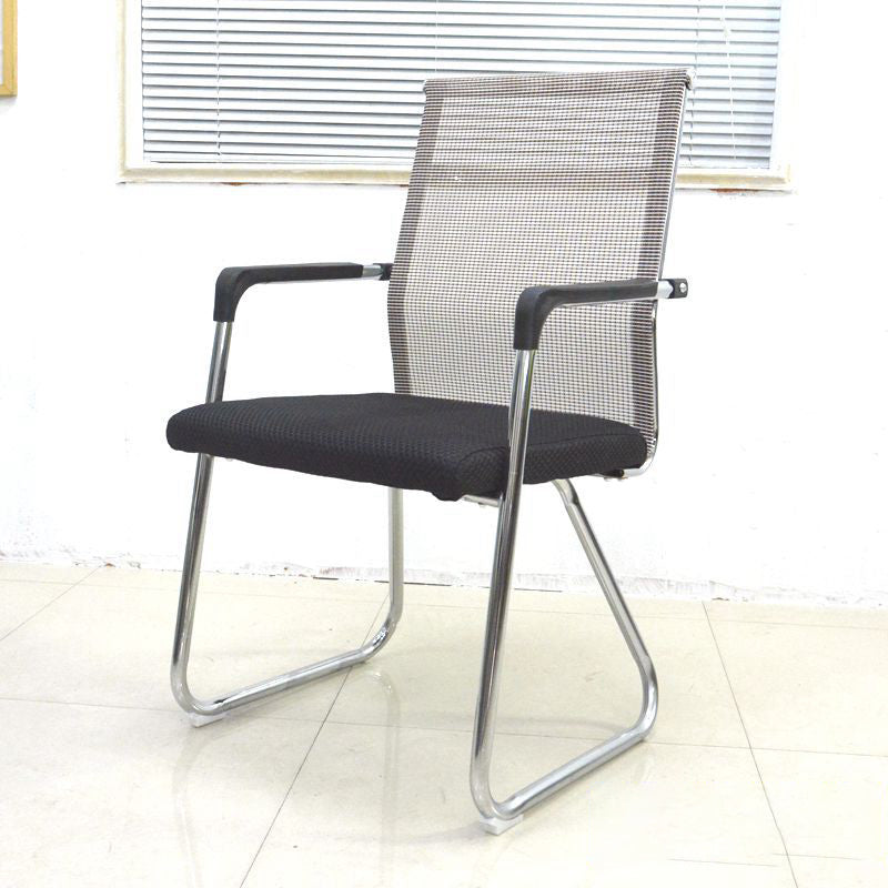 Medium/High Back Office Chair Fabric Sponge Seat Stainless Steel Legs Desk Chair