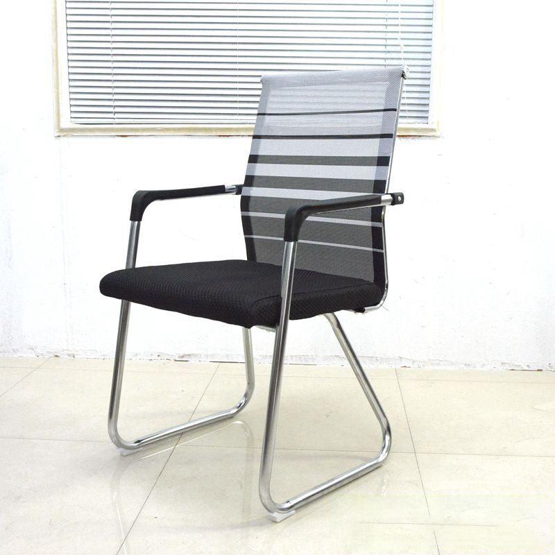 Medium/High Back Office Chair Fabric Sponge Seat Stainless Steel Legs Desk Chair