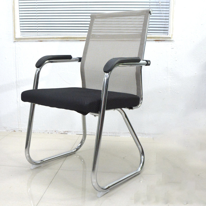 Medium/High Back Office Chair Fabric Sponge Seat Stainless Steel Legs Desk Chair