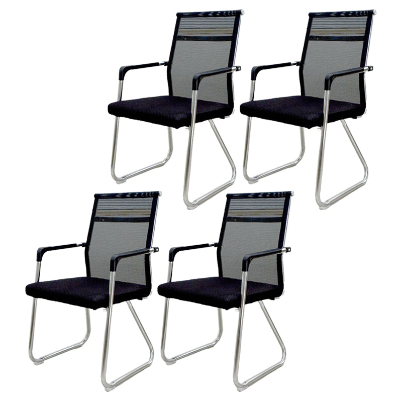 Medium/High Back Office Chair Fabric Sponge Seat Stainless Steel Legs Desk Chair