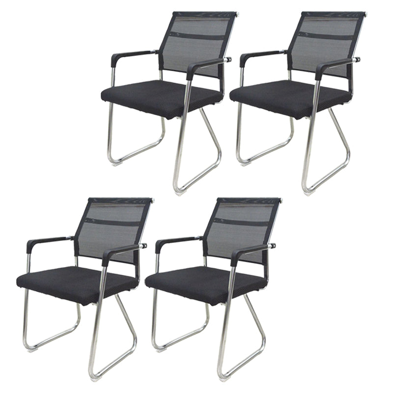 Medium/High Back Office Chair Fabric Sponge Seat Stainless Steel Legs Desk Chair