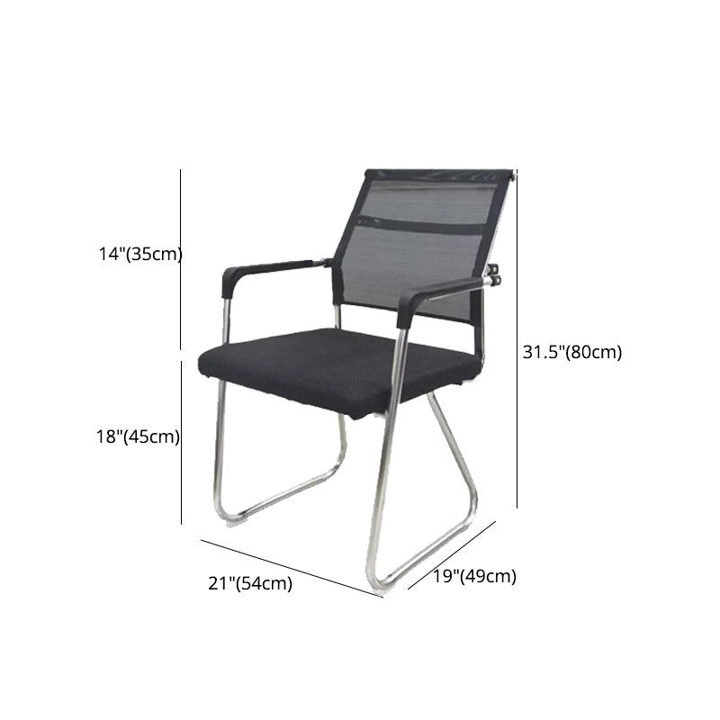 Medium/High Back Office Chair Fabric Sponge Seat Stainless Steel Legs Desk Chair