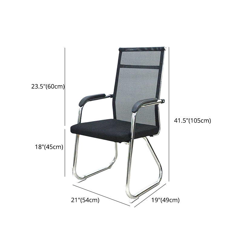 Medium/High Back Office Chair Fabric Sponge Seat Stainless Steel Legs Desk Chair